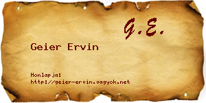 Geier Ervin névjegykártya